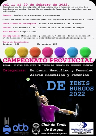 Campeonato Provincial de Tenis Benjamín y Alevín 2022