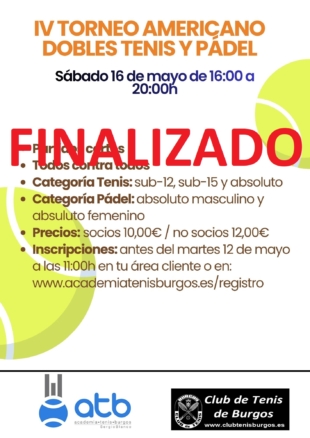 Finaliza el “IV TORNEO AMERICANO DE TENIS Y PÁDEL ATB 2026”