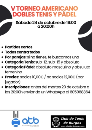 V TORNEO AMERICANO DOBLES TENIS Y PÁDEL ATB 2026