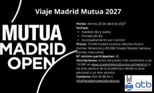 Viaje organizado al Madrid Mutua Open 2027